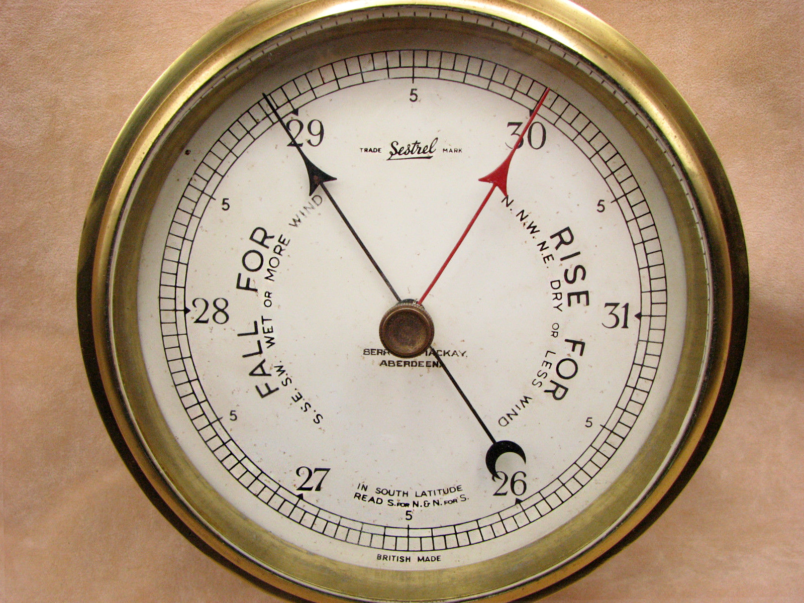 Henry Browne & Son Sestrel bulkhead marine barometer retailed by Berry & Mackay